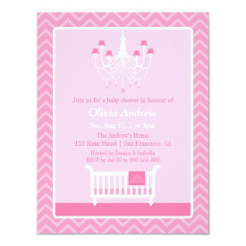 Elegant Chandelier Girl Baby Shower Invitations