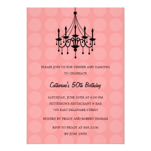 Elegant Chandelier Party Invitation - Pink