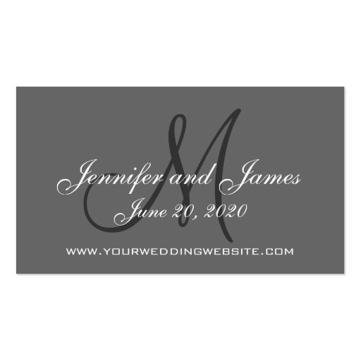Elegant Charcoal Gray Wedding Website Card Business Cards (front side)