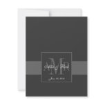 Elegant Charcoal Grey Monogram Wedding RSVP Custom Invitations