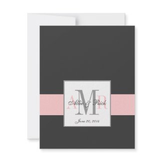 Elegant Charcoal Pink Monogram Wedding RSVP invitation