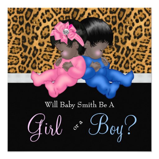 Elegant Cheetah Baby Gender Reveal Shower Personalized Announcements