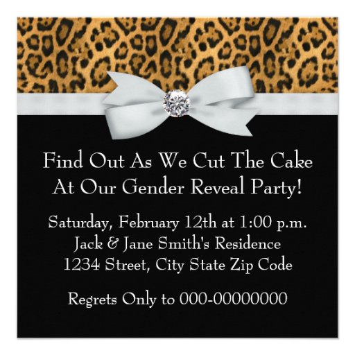 Elegant Cheetah Baby Gender Reveal Shower Personalized Announcements
