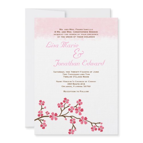 Elegant Cherry Blossom Wedding Invitation 5 x 7 invitation