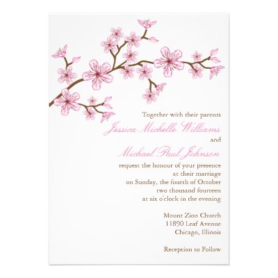 Elegant Cherry Blossom Wedding Personalized Invite