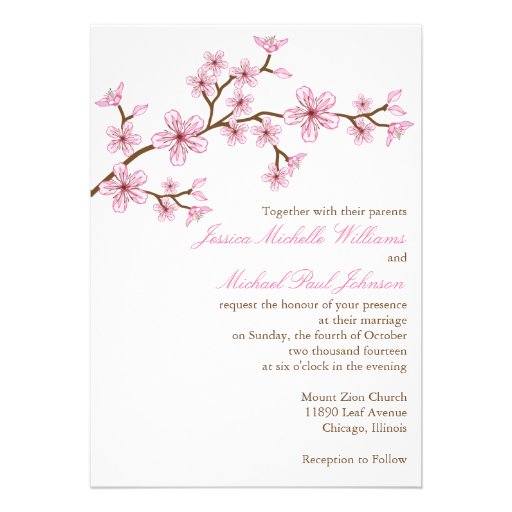 Elegant Cherry Blossom Wedding Personalized Invite