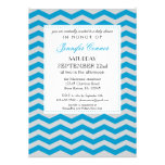 Elegant Chevron Baby Shower Blue Invitation