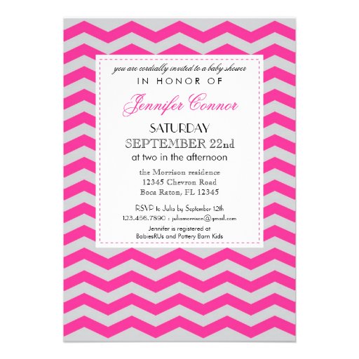 Elegant Chevron Baby Shower Pink Invitation