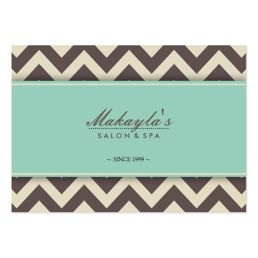 Elegant Chevron Modern Brown, Green and Beige Business Cards (front side)