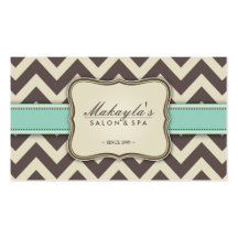 Elegant Chevron Modern Brown, Green and Beige Business Card Template