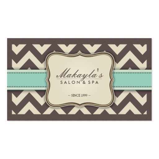 Elegant Chevron Modern Brown, Green and Beige Business Cards (front side)