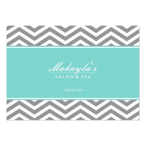 Elegant Chevron Modern Gray & White with Teal blue Business Card Template (front side)