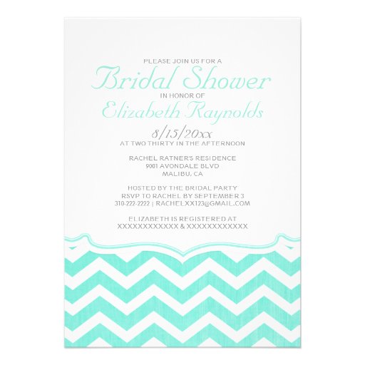 Elegant Chevron Zigzag Bridal Shower Invitations