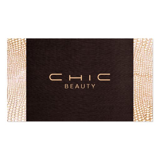 Elegant Chic Brown Linen Gold Snake Skin Business Card (front side)