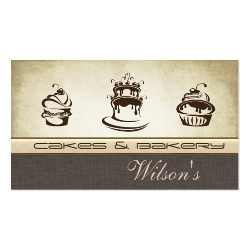 Elegant chic cake & bakery business cards (front side)
