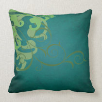Elegant Chic Lime Scroll Teal Mojo Pillow