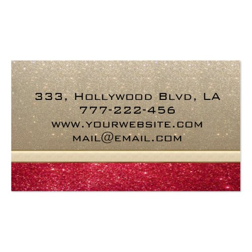 Elegant chic luxury contemporary gold/red glittery business card (back side)