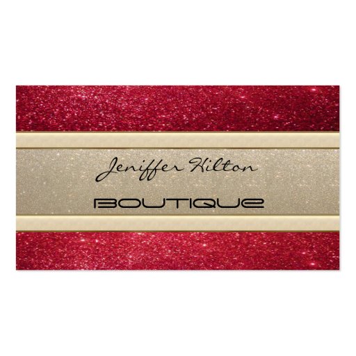 Elegant chic luxury contemporary gold/red glittery business card (front side)