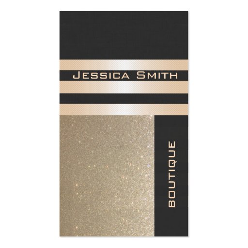 Elegant  chic luxury contemporary golden glittery business card (front side)