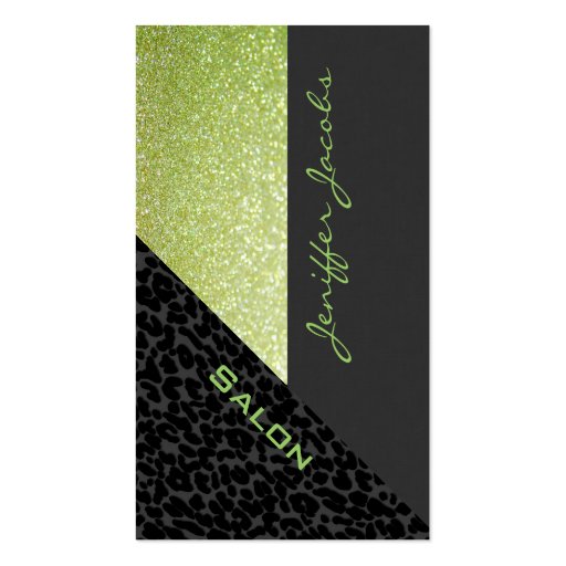 Elegant chic luxury contemporary leopard glittery business card template (front side)