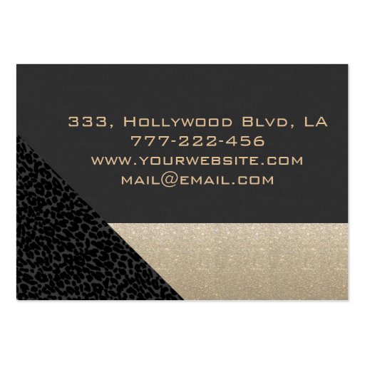 Elegant chic luxury contemporary leopard glittery business cards (back side)