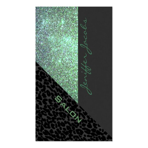Elegant chic luxury contemporary leopard glittery business card template