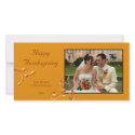Elegant chic orange scroll Thanksgiving greeting photocard