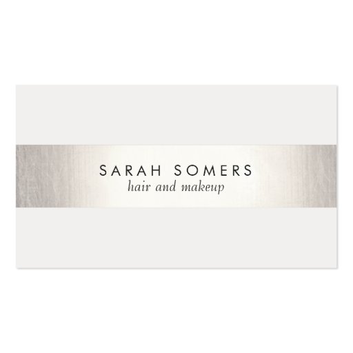 Elegant Chic Silver Chic Striped Makeup and Hair Business Cards (front side)