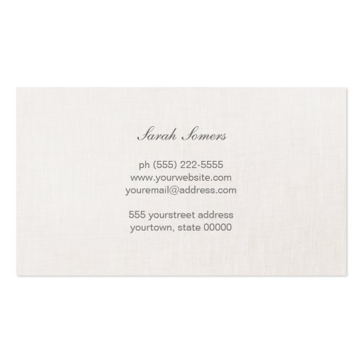 Elegant Chic Silver Classy Striped Beige Monogram Business Card (back side)