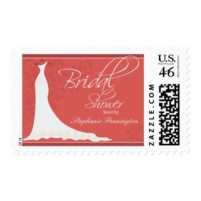 Elegant chic wedding dress bridal shower stamp