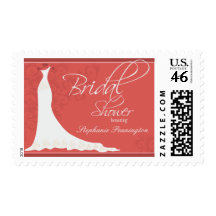 Elegant chic wedding dress bridal shower stamp