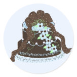 Elegant Chocolate and Blue Cake Round Stickers