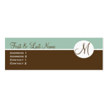 Elegant Chocolate & Blue Monogram Profile Card Business Card Template
