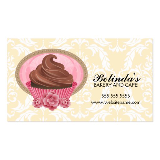 Elegant Chocolate Cupcake Bakery  Business Cards