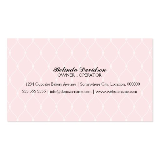 Elegant Chocolate Cupcake Bakery  Business Cards (back side)