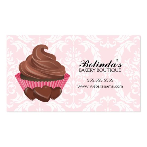 Elegant Chocolate Cupcake Bakery  Business Cards (front side)