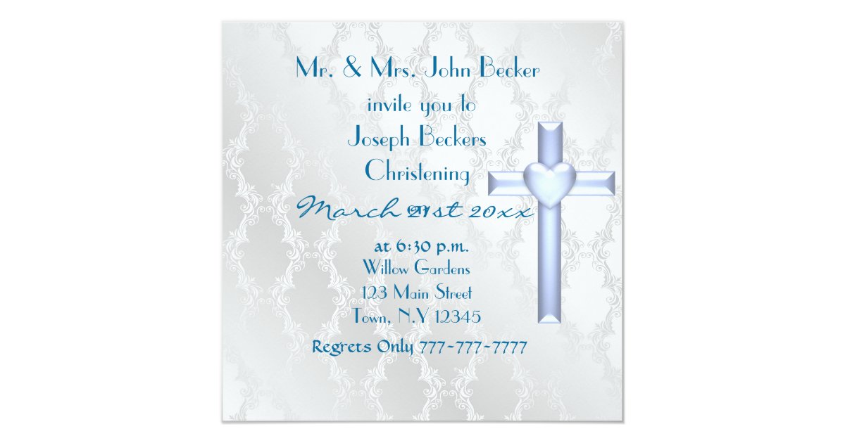 ELEGANT CHRISTENING BABY BOY INVITATION Zazzle