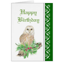 Elegant Christmas, Barn Owl, Bird Greeting Card