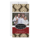 Elegant Christmas Brown Damask photocard