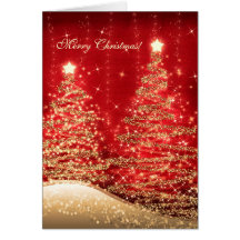 Elegant Christmas Cards Sparkling Trees Red