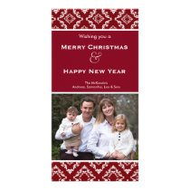 Elegant Christmas Damask Photo Card Template
