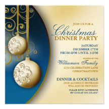 Elegant Christmas Dinner Party Invitation