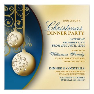 Elegant Christmas Dinner Party Invitation