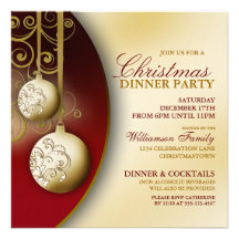 Elegant Christmas Dinner Party Invitation