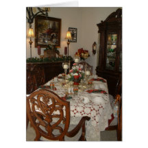 Elegant Christmas dinner table Greeting Cards