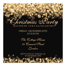 Elegant Christmas Party Gold Shimmering Lights 5.25x5.25 Square Paper Invitation Card
