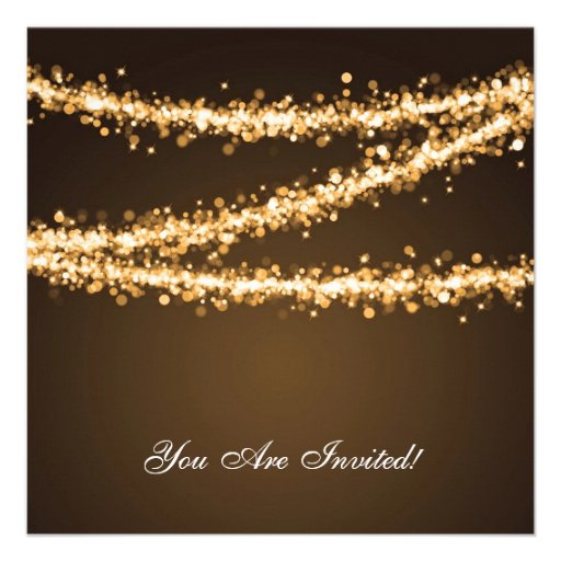 Elegant Christmas Party Gold String Lights Announcements