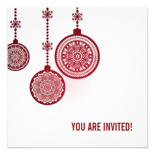 Elegant Christmas Party Ornaments Red Personalized Announcement