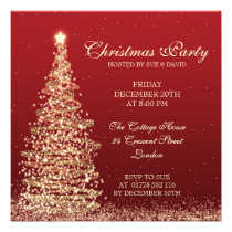 Elegant Christmas Party Red Custom Invitation at Zazzle