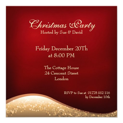 Elegant Christmas Party Sparkling Trees Red Custom Announcements